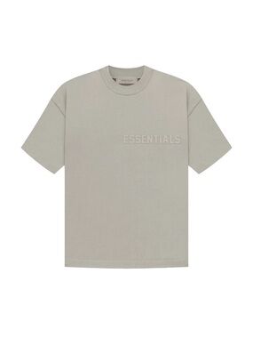 Essentials Men's Stone Crewneck T-Shirt with Raised Logo